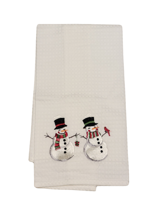 Snowman Couple Waffle Towel