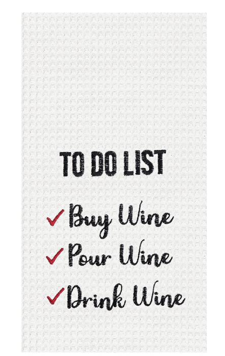 To Do List Embroidered Waffle Weave Towel