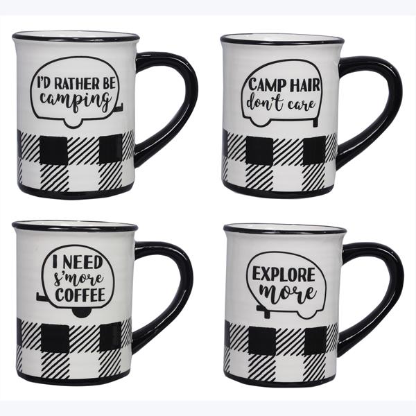 Happy Camper Buffalo Plaid Mug