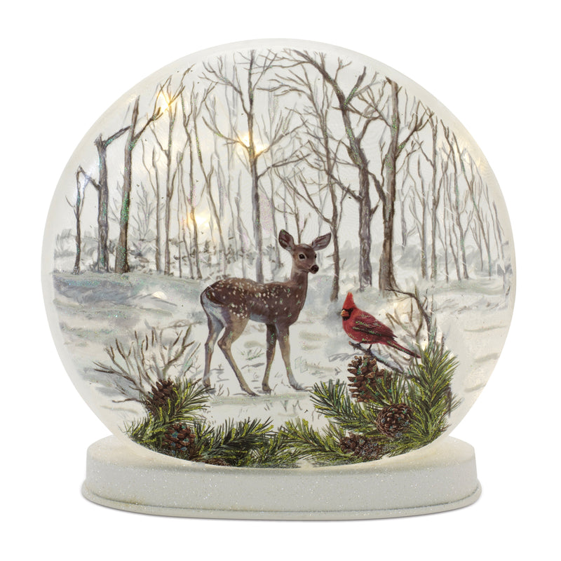Deer and Cardinal Disc Globe