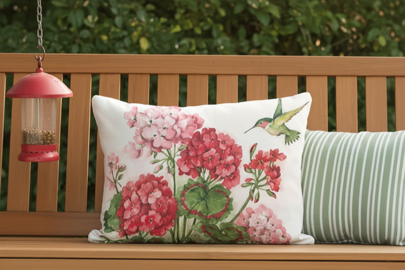 Geraniums w/ Hummingbird