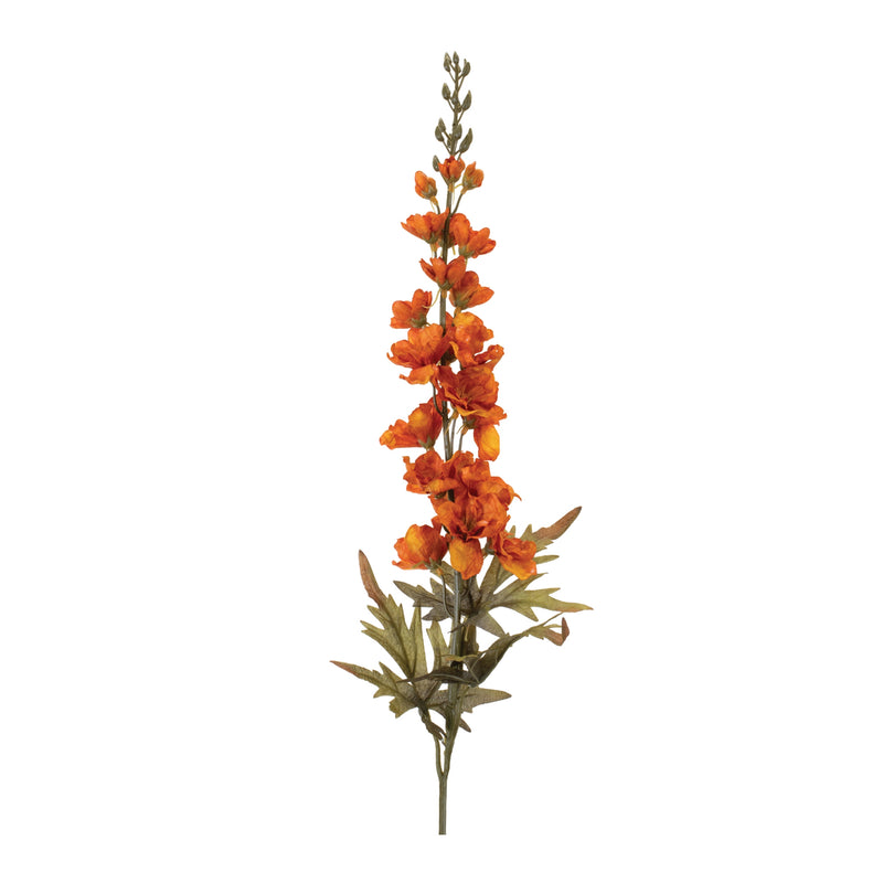 Artificial orange flower branch on a white background