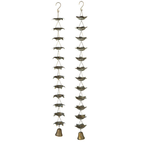 Gold Patina Flower Rain Chain