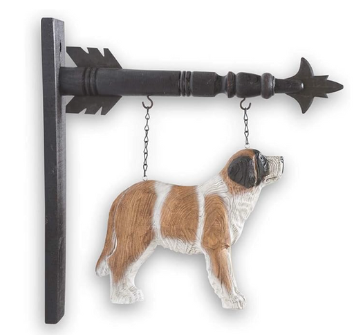 Decorative wall hook with a Saint Bernard dog design on a white background