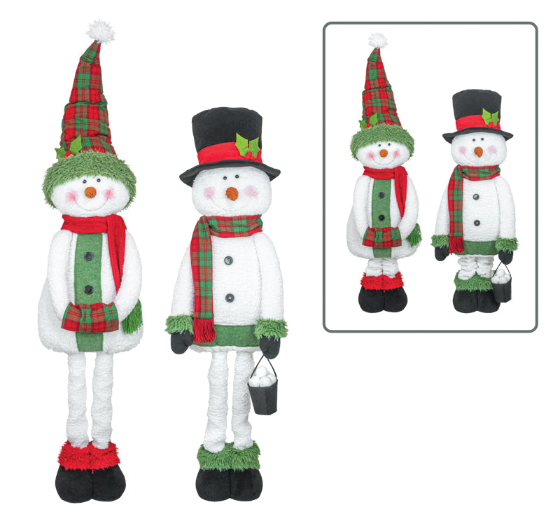 Red and Green Scarf Snowman Stretch Leg