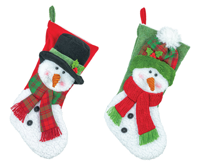 Red and Green Scarf Snowman Stockings