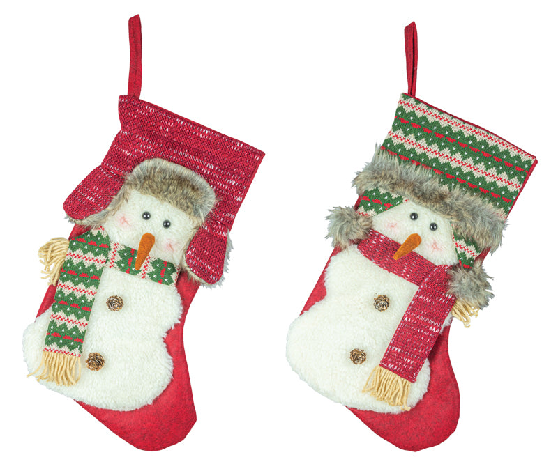 Furry Hat Snowman Stockings