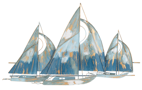 Painted Distressed Blue Sailboat Decor