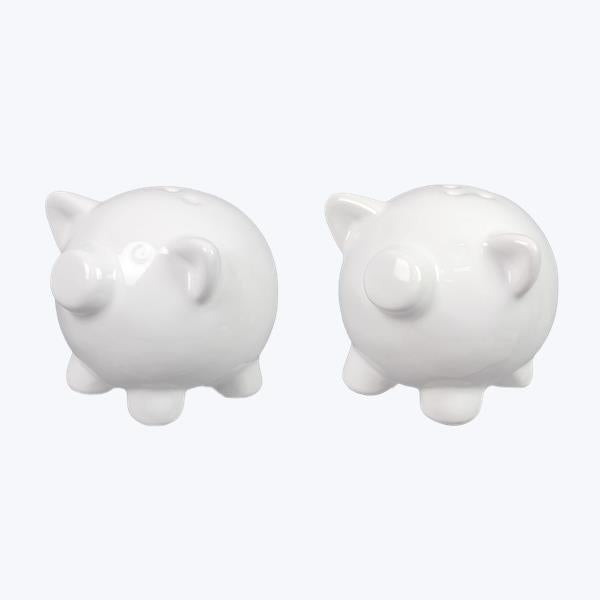 Ceramic White Pig Salt and Pepper Shakers