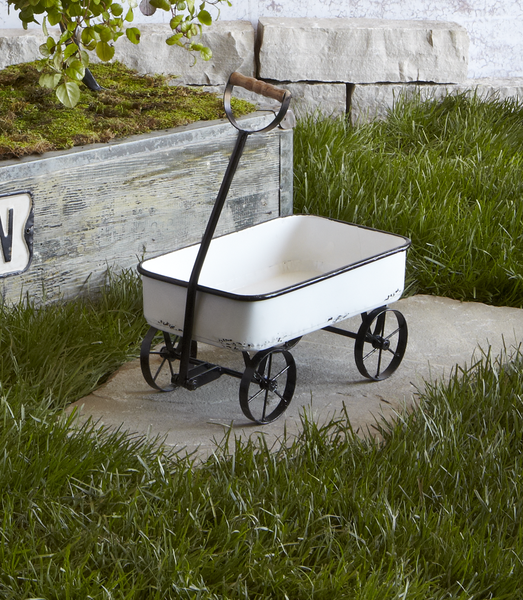 Enamel Black and White Wagon