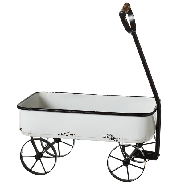 Enamel Black and White Wagon