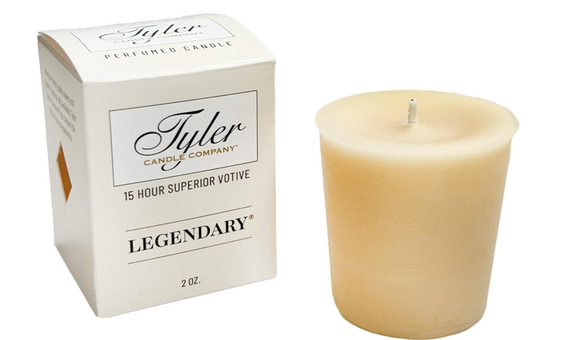 Tyler candle and its packaging on a white background