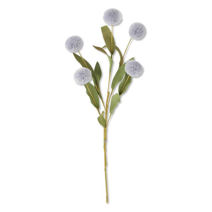 Gray Blue 5 Ball Pompom Pick with Green Leaves