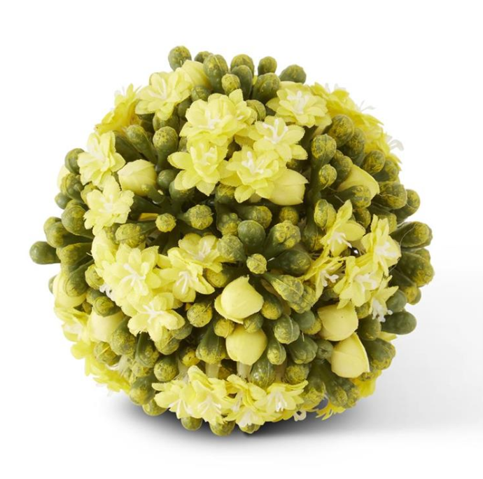 A artificial Kalanchoe ball with a mix of green, white, and pink flowers.