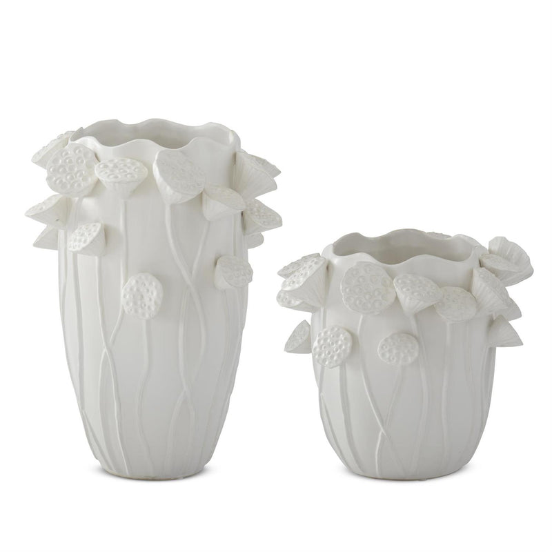 White Stoneware Lotus Vases