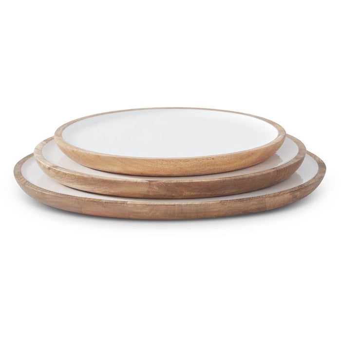 Mango Wood Trays with White Centers