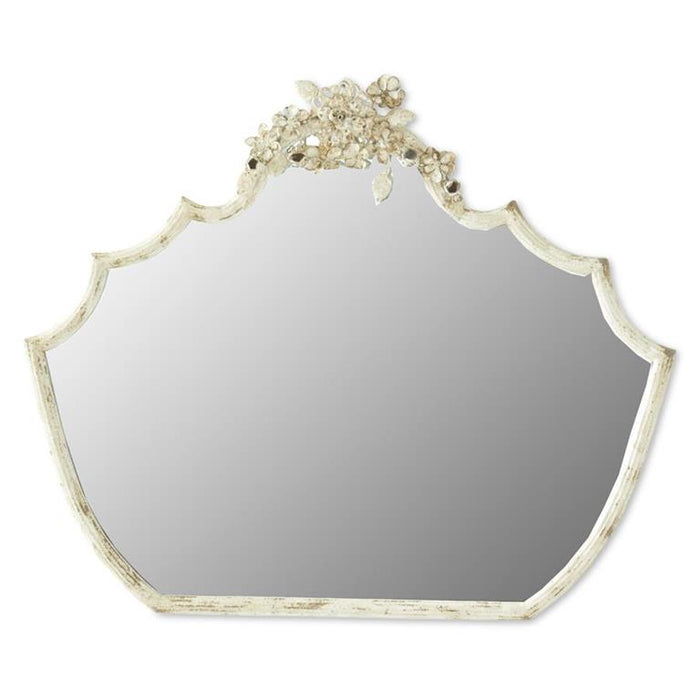 Whitewashed and Gold Ornate Metal Framed Wall Mirror