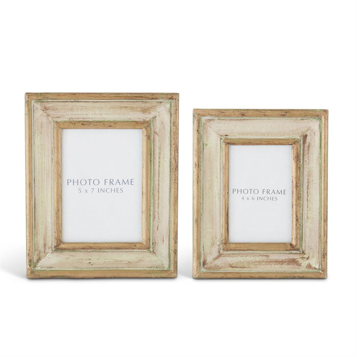 Gold & Patina Green Handmade Carved Wood Photo Frames