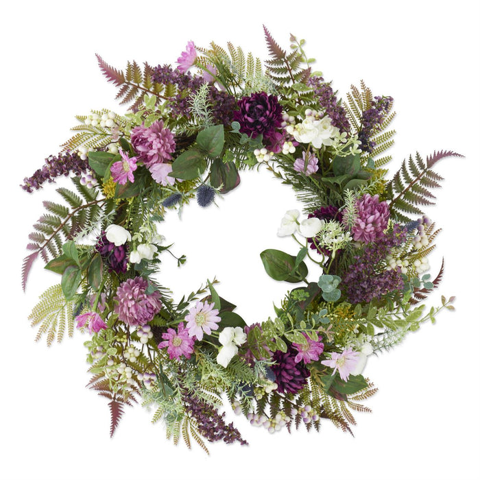 Purple and White Perennials Spring Wreath - 26"