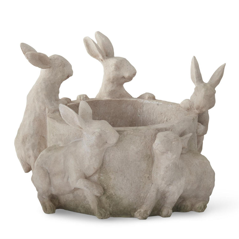 Tan Faux Stone Rabbit Pot