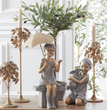 Blue & Gold Boy with Rabbit Statue