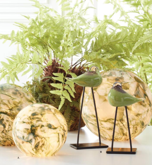 Green & White Indoor Glass Globe Lamps