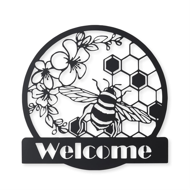 Black Metal Cutout Bee Welcome Sign