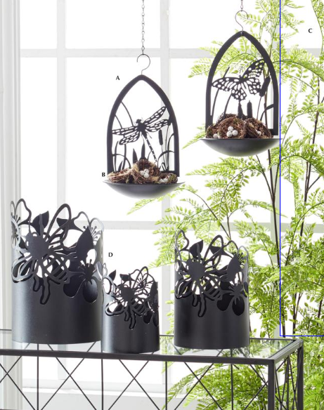 Black Metal Cutout Hanging Bird Feeders