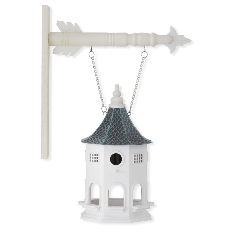 Tin & White Wood Birdhouse with Blue & Black Metal Roof Arrow Replacement