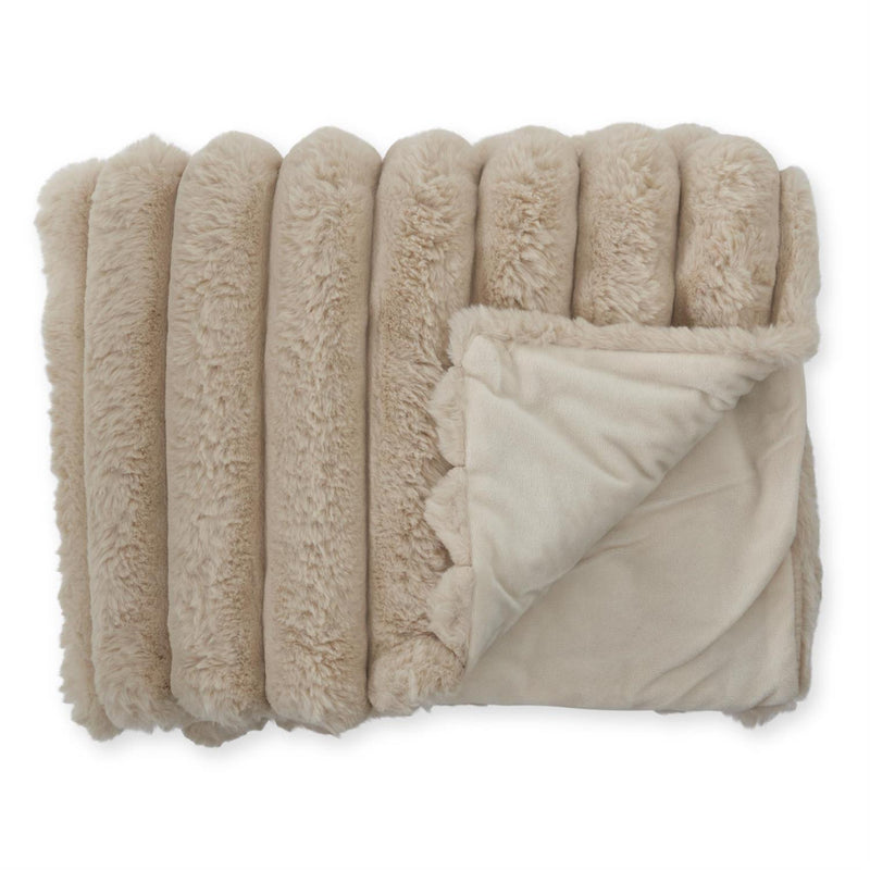 Tan Faux Fur Throw Blanket