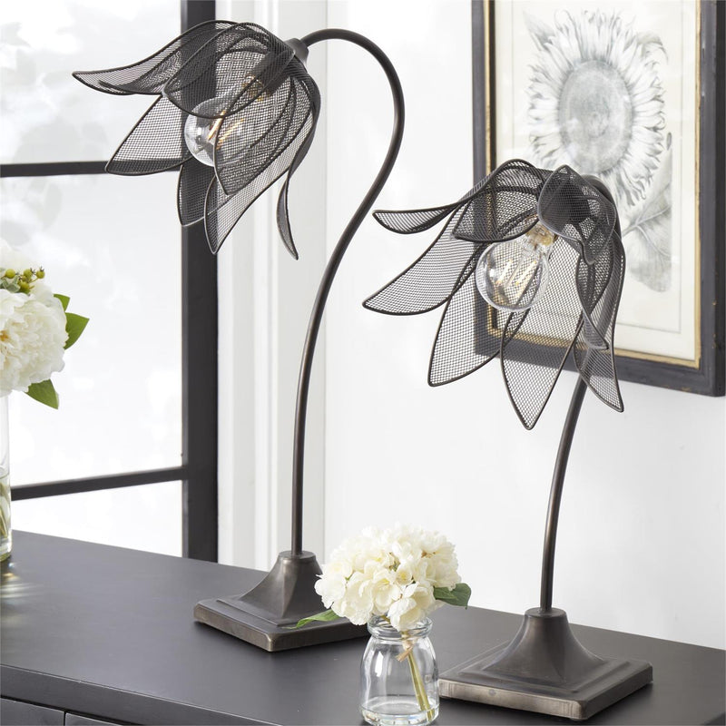 Black Mesh Tulip LED Lamp w/Timer