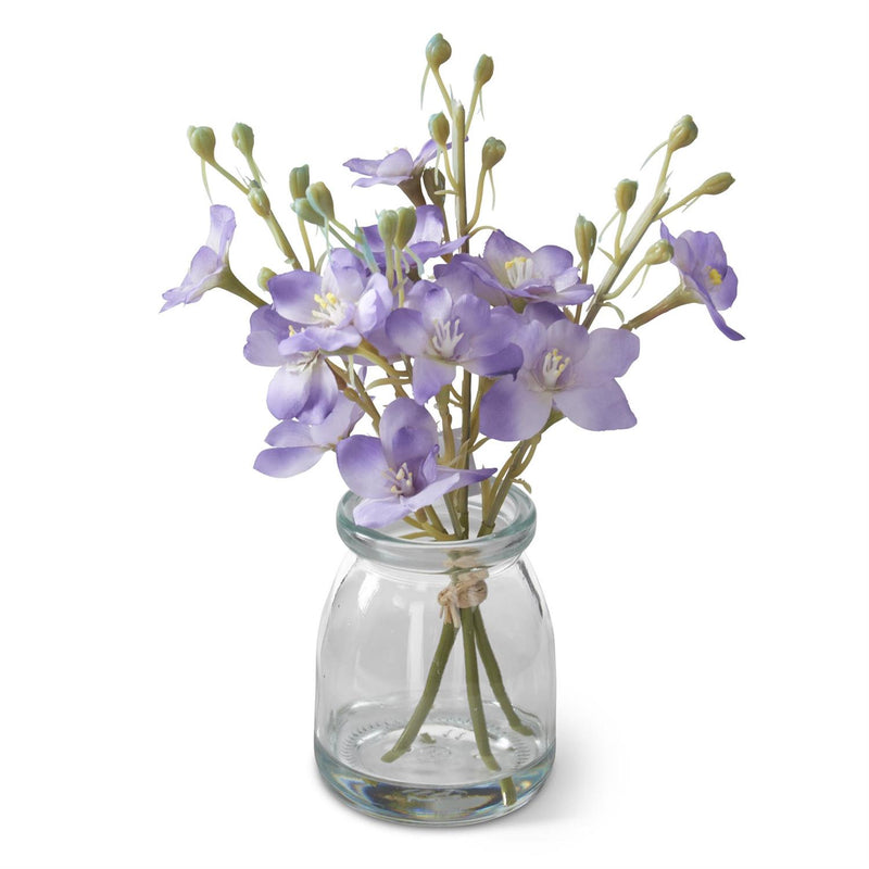 Purple Delphinium Premade in Glass Vase with Faux Water
