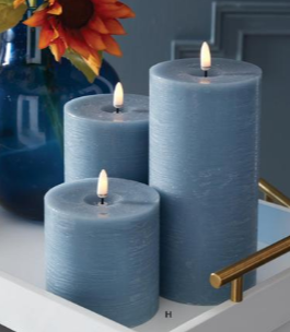 Light Blue On / Off Touch LED Pillar Candles with Timer