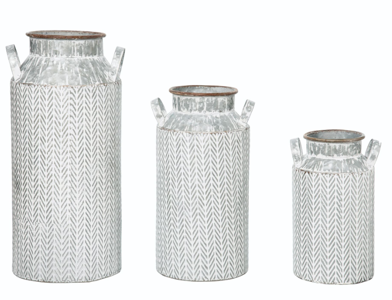 Metal Herringbone Jug Containers - 3 Sizes