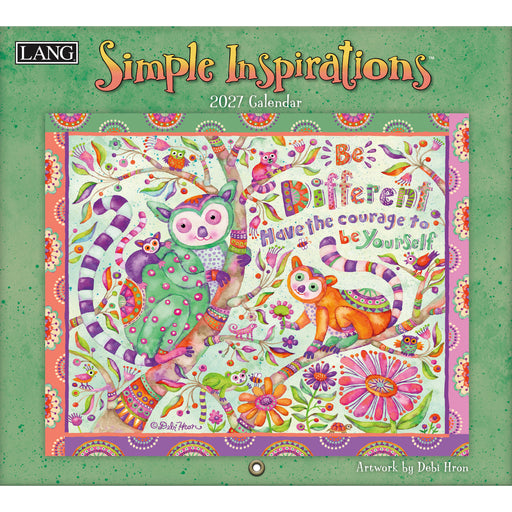 2027 calendar cover with colorful illustration of animals and text on a green background