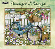 2027 Bountiful Blessings calendar with a bicycle and flowers design.
