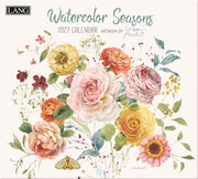 2027 calendar cover with watercolor flowers and 'LANG' branding