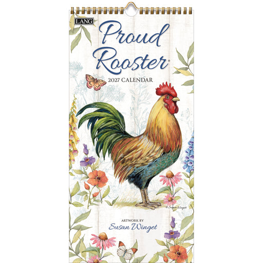 2027 calendar with a rooster design on a white background