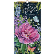 Floral calendar with a pink flower and butterfly design on a white background