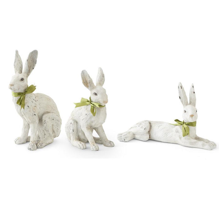 Garden Rabbits with Green Bow
