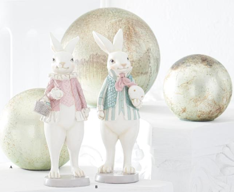 Pastel Pink & Green Resin Easter Bunnies - 2 Colors