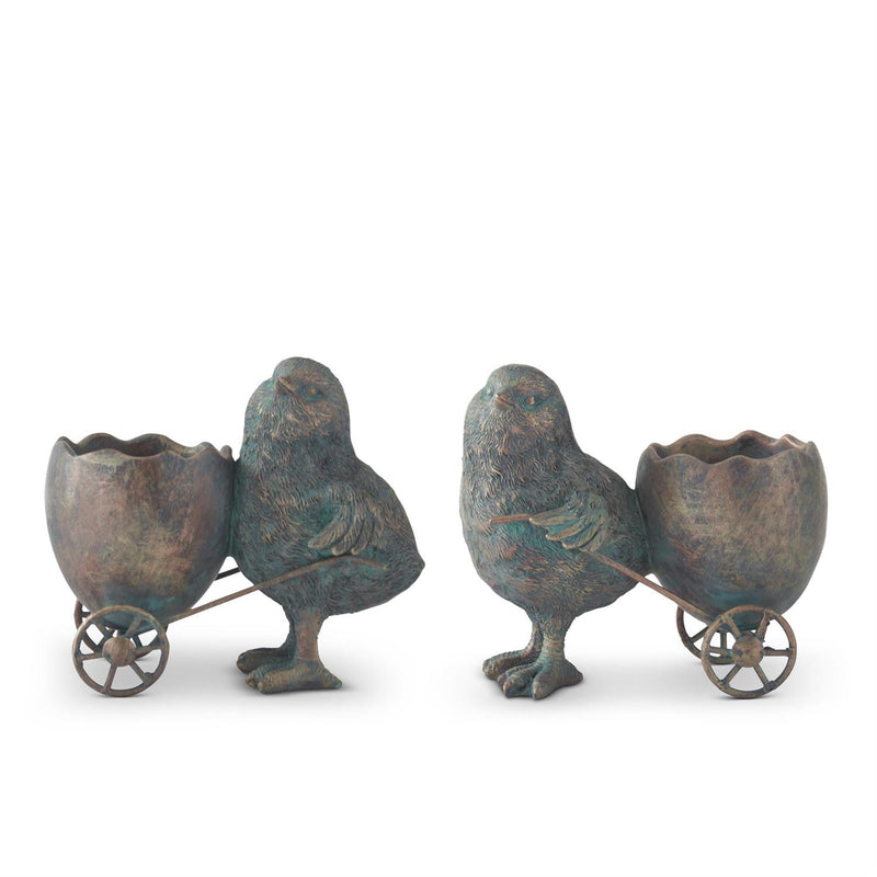Green & Copper Chicks w/Egg Carts