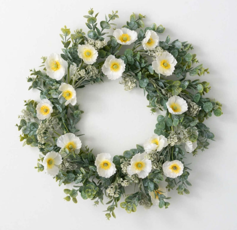 Poppy Eucalyptus Wreath - 24"