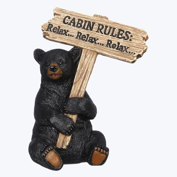 Bear with Cabin Rules Figurine