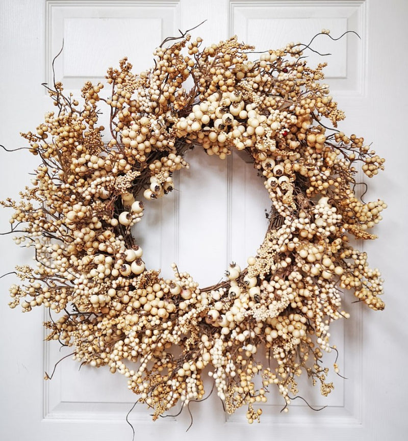 Cream Berry Wreath - 30"
