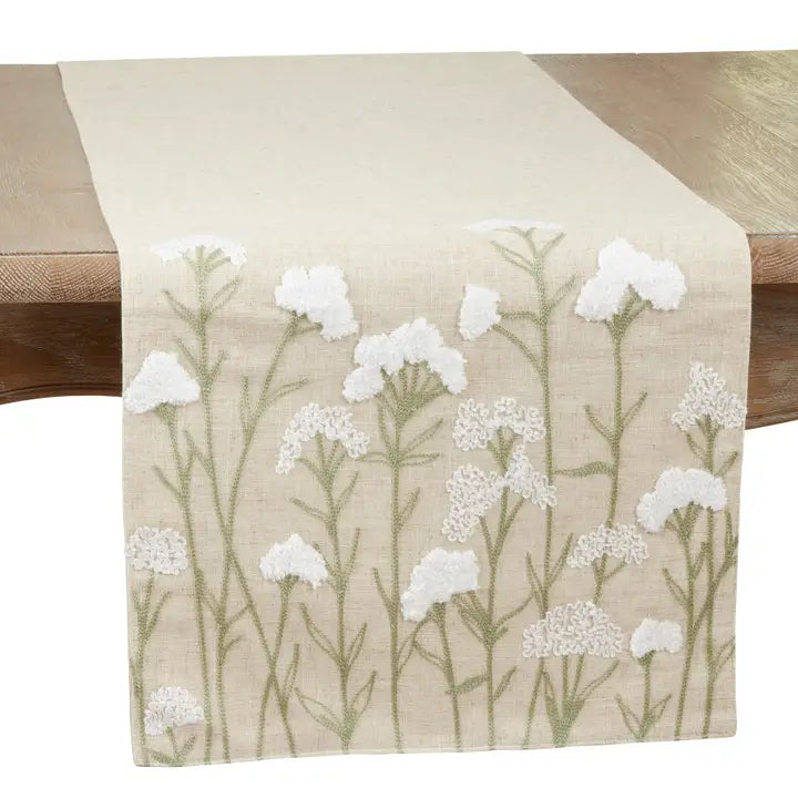 Embroidered Flower Runner