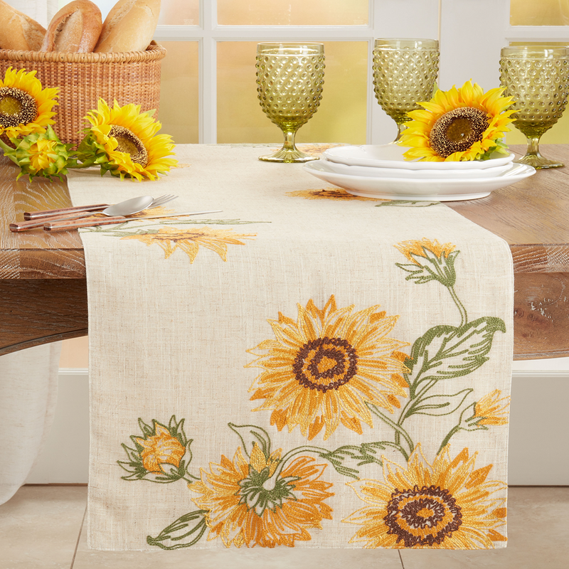 Embroidered Sunflower Runner - 70"