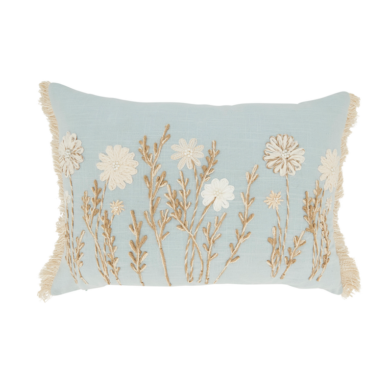 Embroidered Floral Pillow