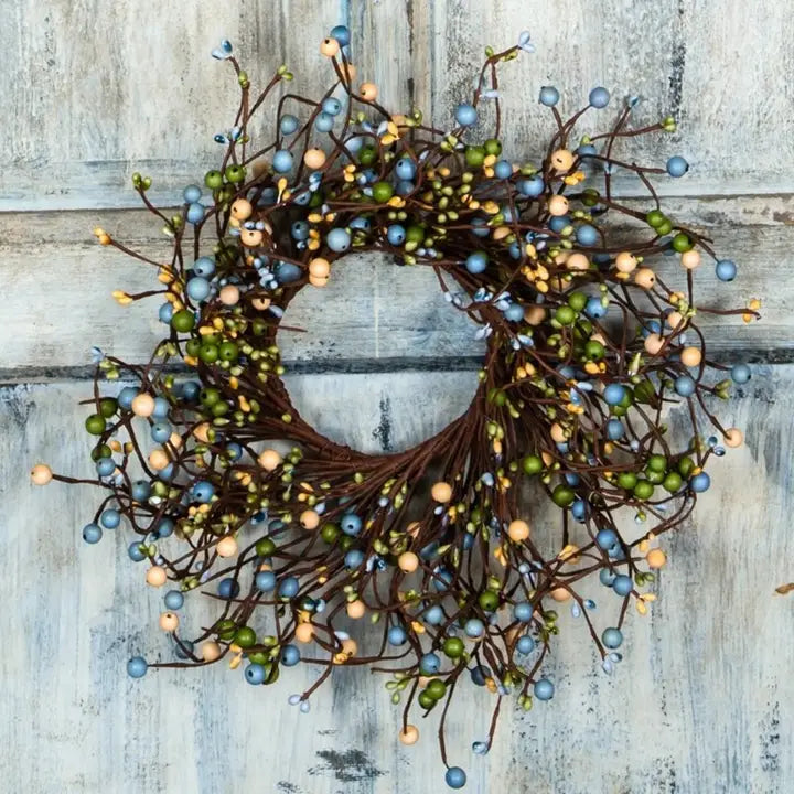 Medium Mixed Berry Wreath - Green, Blue & Light Yellow