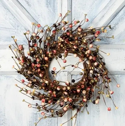 Medium Mixed Berry Wreath - Cream, Burgundy, Brown, Olive
